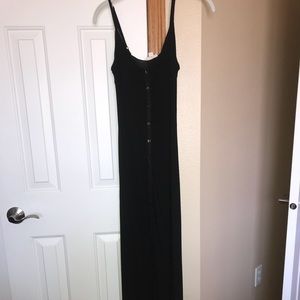 Black maxi dress with buttons and middle slit
